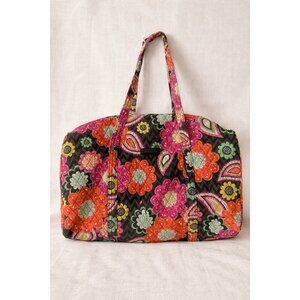 Vera Bradley ICONIC LARGE TRAVEL DUFFLE Ziggy Zinnia Floral Bright Colors 22”EUC